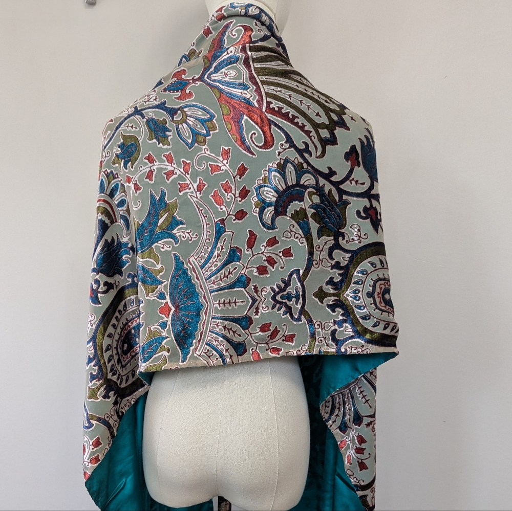 The Pyramid Collection Burnout Velvet Beaded Wrap Shawl - Picture 6 of 11
